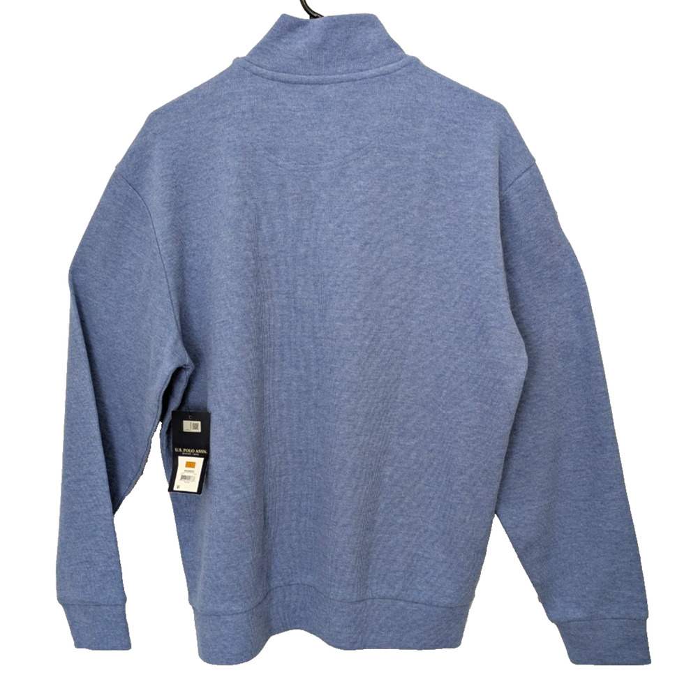 Men's US Polo Assn 1/4 Zip Pullover Blue Large Long Sleeve Sweater - Picture 3 of 10